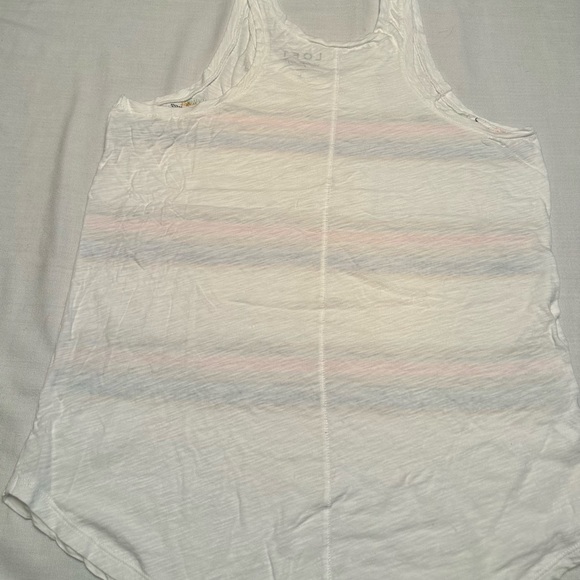 Ann Taylor Loft. White sleeveless tank top with multicolor pattern. Size L. - Picture 4 of 4